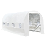 Outsunny Sera Tunel cu Schelet in Otel Galvanizat si Prelata in Polietilen 6 Ferestre Infasurate Alb 5 x 2 x 2 m