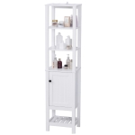 HOMCOM Dulap coloana de baie, design compact raft usa simplu alb
