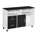 HOMCOM Mobilier Suport Imprimanta cu Sertare Dulapior Multifunctional Negru si Alb