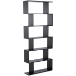 Homcom Librarie Design Modern in Lemn cu 6 Rafturi, Negru, 80x23x192cm