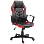 Vinsetto Scaun de Gaming Fotoliu de Birou Rotativ cu Roti din Piele ecologica Negru si rosu
