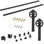 Homcom set accesorii sina pentru usi glisante, negru