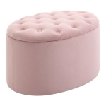 HOMCOM Puf Container Oval Capitonat si Matlasat din Catifea, 71x52x42cm, Roz