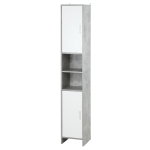 kleankin Coloana Baie cu 2 Dulapioare si 2 Compartimente Deschise din Lemn Efect Ciment, 30x30x180cm