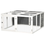 PawHut Adapost pentru iepuri pentru Exterior interioar tip Cusca pentru 2-4 Iepuri Gri 120x120x60cm