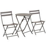 Outsunny Masuta cui Scaune pentru Gradina Pliabile din Otel Maro Set 3 piese