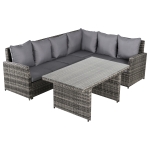 Outsunny Salon de Gradina Set 3 Buc 2 Canapele de Exterior 1 Masa Ratan Gri