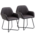 HomCom set 2 scaune cadru metalic X, 60x56.5x85cm, maro