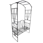 Outsunny Bancuta de Gradina 2 Locuri cu Bolta pentru Plante, Negru 115x59x203 cm (c-4)