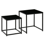 HOMCOM Set 2 Masute pentru Sufragerie Moderne din Otel si Sticla Securizata - Negru