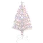 HOMCOM HOMCM Brad de Craciun Artificial Alb 90 Lumini LED Colorate si Fibre Optice