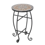 Outsunny Masuta de Gradina si Exterior din Metal si Ceramica Verde si Portocalie