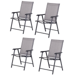 Outsunny set 4 scaune pliabile exterior din otel, gri si negru