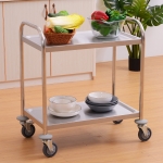 Homcom Carucior Pentru Bauturi Racoritoare de Bucatarie 2 Rafturi in Otel Inox 71x41x81cm