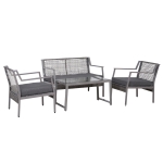 Outsunny Set Mobilier pentru Extern Canapea si Fotolii cu Masuta in PE Rattan si Aluminiu Gri