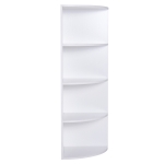 HOMCOM Librarie pe Colt de Perete cu 4 Rafturi in Lemn, Alb,39.5x39.5x120cm