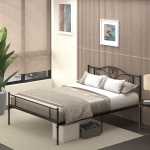 Cadru de Pat de o Persoana, mai mare HOMCOM din Otel cu Sipci Integrate, Tablie cap si Tablie piciore, 140x200cm