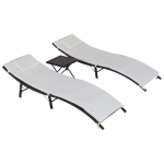 Outsunny Set 2 Sezlonguri Scaun si Masuta in PE Rattan cu Perne Detasabile, Maro Crem