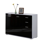 Homcom Dulapior-consola cu Usi si Sertare Negru Lucios 106 x 76 x 35 cm