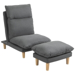 HOMCOM Fotoliu cu Suport pentru picioare Design Chaise Longue Rabatabil din In Gri