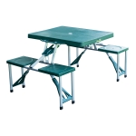 Outsunny Masa pentru Picnic cu 4 Scaune Pliabile tip Valiza in Aluminiu, Verde, 84.5x39x10cm