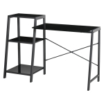 HOMCOM Birou pentru camera si birou cu raft 3 rafturi din sticla si metal