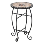 Outsunny Masuta de Gradina si Exterior din Metal si Ceramica Neagra si Portocalie