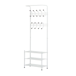 Homcom Cuier Banca pentru Hol cu Rafturi Pantofi in Otel, Alb, 67x31.5x185cm