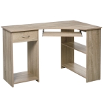 HOMCOM Birou pentru Computer in forma de L pe Colt pentru Casa si Birou Culoare Lemn 120x70x75cm