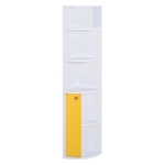 Homcom Raft de Colt din Lemn Alb cu 5 Etajere si Dulapior Galben 29,8x29,9x147cm