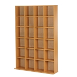 Homcom Mobila Biblioteca CD Holder de Perete 24 Compartimente Inaltime Reglabila 130.5 × 89 × 20cm Lemn Natural