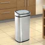 HomCom Cestino dei Rifiuti Rettangolare in Acciaio Inox con Sensore a Infrarossi, 68L