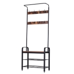 HOMCOM Dulap de perete pentr Haine Stil Industrial cu banc pentru pantofi, in Lemn si Metal 72x34x185cm