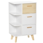 HOMCOM Dulapior Multifunctional cu 3 RAfturi si Sertare din Lemn Alb 60x40x100cm