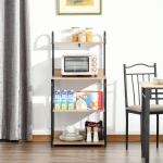 HOMCOM Dulapior pentru Cuptorul cu microunde 4 Rafturi si 4 Carlige, din otel si lemn 60x40x125cm