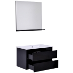 Kleankin Set Arredo Bagno 3 Pezzi Mobile a Sospensione Nero con Specchio e Lavabo