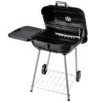 Outsunny barbecue din metal cu capac, 54x54x14cm, negru