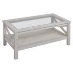 HOMCOM Masuta de Living cu Raft din Sticla Temperata sii Raft din MDF