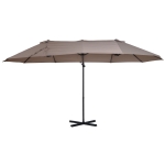 Outsunny Umbrela Dubla din Poliester Anti-UV Impermeabila, Maro 270x460x250cm