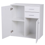 Homcom Mobilier Comoda 2 Sertare 2 Usi cu Raft Reglabil din Lemn, Alb, 71x35x76cm