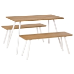 HOMCOM Set Masa de pranz si 2 Banci in Stil nordic din MDF si Metal Alb
