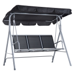 Outsunny Balansoar de Gradina cu 3 Locuri din Metal Acoperis Copertina Detasabil