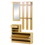 Homcom Mobilier Garderoba Dulap Pantofi Reglabil cu Oglinda si Cuier 6 carlige pentru Hol si Dormitor 90x22x116cm Lemn