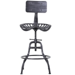 Homcom Scaun stil Industrial din otel cu spatar si inaltime reglabila, Negru 56x56x90-112cm