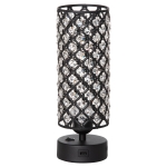 HOMCOM Lampa de Masa cu Abajur din Cristal si 2 Porturi USB, Intensitatea Luminii Reglabila Touch Ф10,8 x 30 cm, Negru