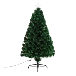 HomCom Brad de Crăciun 120cm cu 130 Ramuri cu Fibră Optică și 16 becuri LED