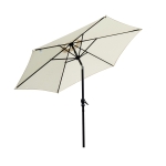 Outsunny Umbrela de Gradina si Plaja Inclinabila Aluminiu si Poliester Alb Φ2.7×2.35m