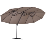 Outsunny Umbrela Dubla din Poliester Anti-UV Impermeabila, Maro 270x460x250cm