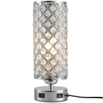 Homcom Lampa de Masa cu Abajur de Cristal 2 Porturi USB
