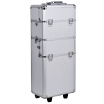 HomCom trolley make-up beauty case 35,5x23x86cm, argintiu